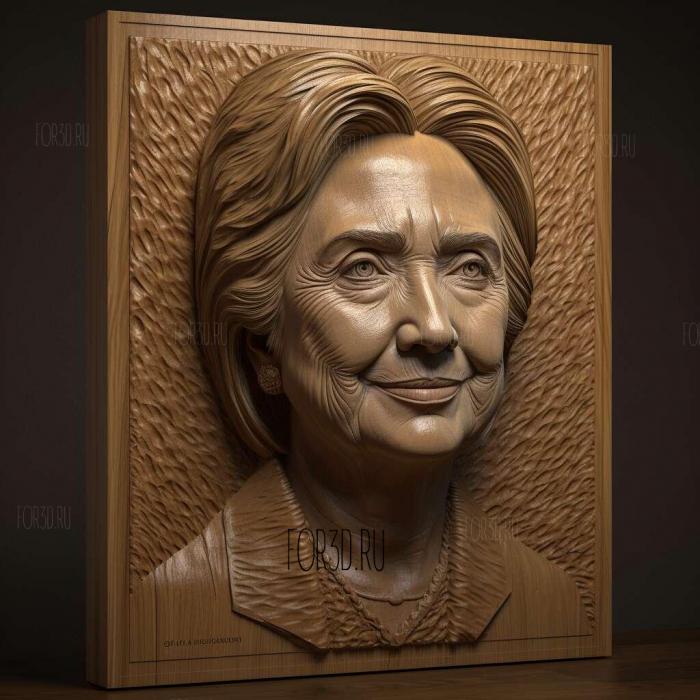 Hillary Clinton portrait 1 stl model for CNC